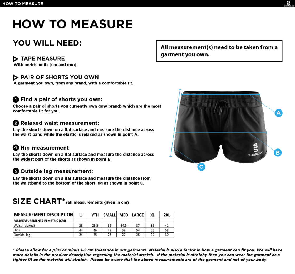 Women's Dual Active Short : Black - Size Guide